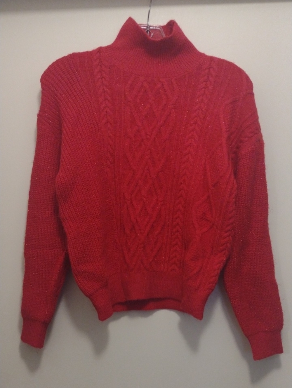 Lili Sidonio Red Knit Turtleneck Sweater (J878)